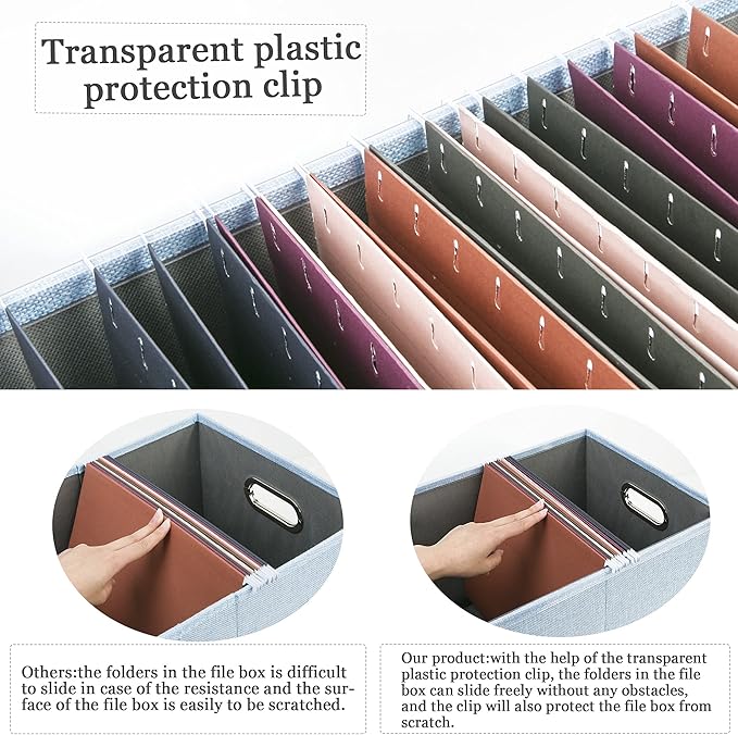 2 Pack File Storage Organizer, Filing Box, Portable File Box with Lid, Fit for Letter/Legal File Folder Storage, Document Organizer, Sky-blue