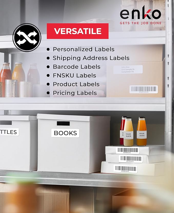 enKo Compatible for Dymo 30336 Labels (1 x 2-1/8 inches) - 96 Rolls, 48,000 Labels for Dymo LabelWriter 450 Turbo Printer and 4XL - Direct Thermal Address, Shipping and Barcode Label