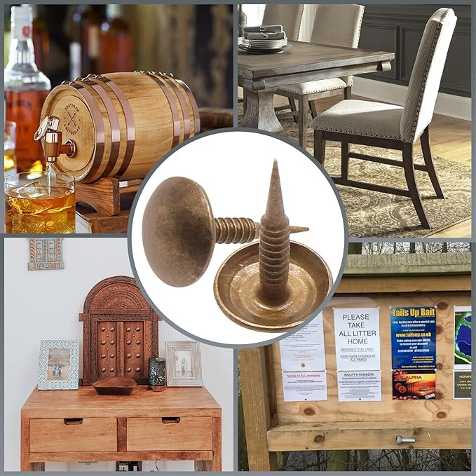 Piutouyar Bronze Upholstery Tacks, Decorative Tack, Furniture Tacks Pins 8mm x 15mm / 0.31 Inch x 0.6 Inch, Upholstery Nails for Sofa, Door, Jewelry Box(100Pcs)