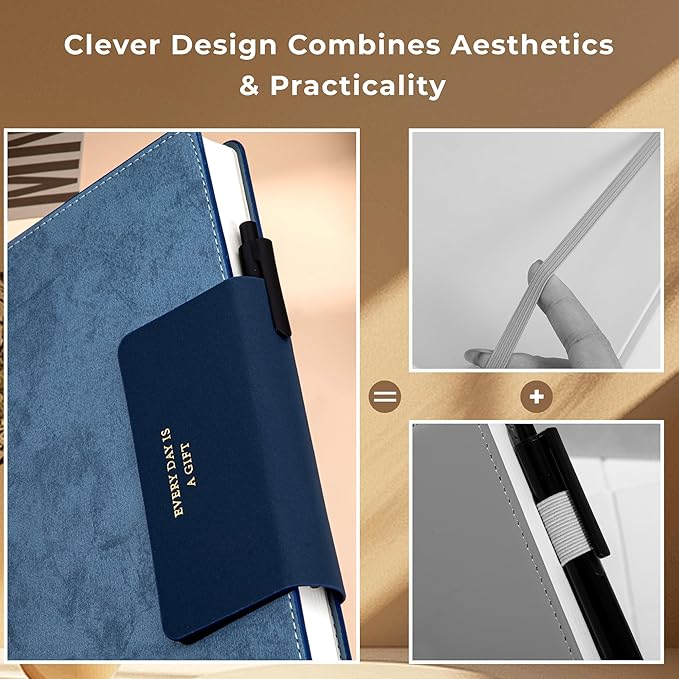 MINICAGIE Lined Leather Journals for Writing A5 Journaling Notebooks with 100 GSM Thick Paper Journal Notebook for Men & Women with Buckle Closure, Work Travel Note Taking Diary 5.7" x 8.3", Blue