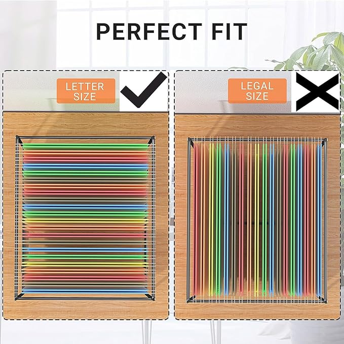 Hanging File Folder Frame Letter Size,10" H,Height Dot Not Fit All Filing Cabinet Drawer,Desk Metal Hanging Folders Organizer Holder Rack,Black,2 Pack