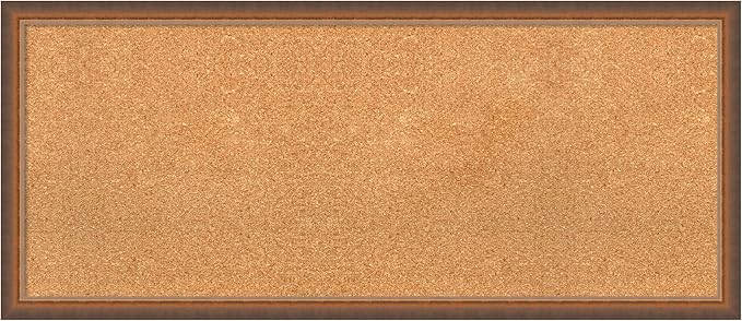 Amanti Art Natural Cork Board for Wall, 18x42 Vision Board with Bronze Frame, Large Corkboard Office Decor for Home Organization, Modern Corkboard Pinboard to Display Items for Home Organization in