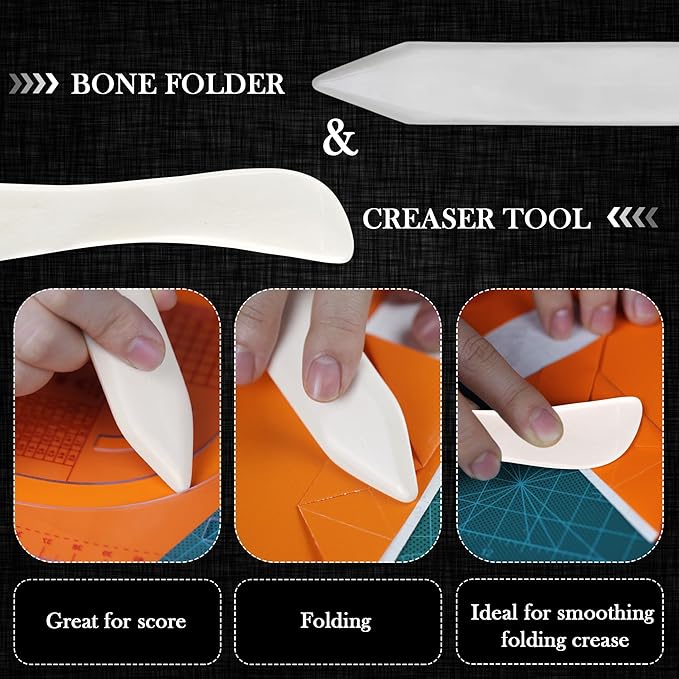 Ecohu Bone Folder & Creaser Tool - 2PCS - Scoring, Folding for Origami, Paper Crafts, Bookbinding, Leather Crafts and Card Making & Folding Paper