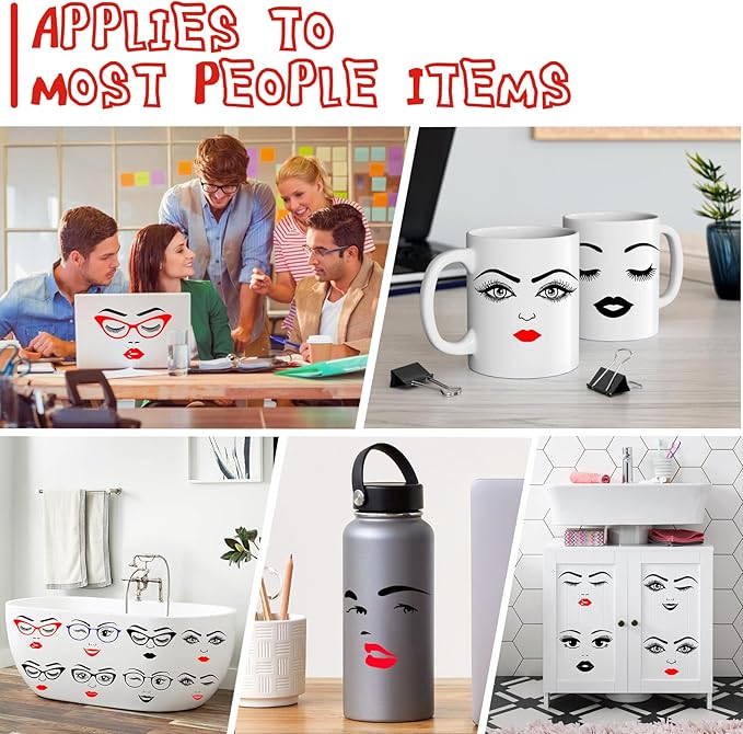 Make a Face Stickers for Crafts Fun DIY Eyes Lips Mouth Eyebrows Nose Decals for Halloween Holiday Party Supplies Flower Pots Decor