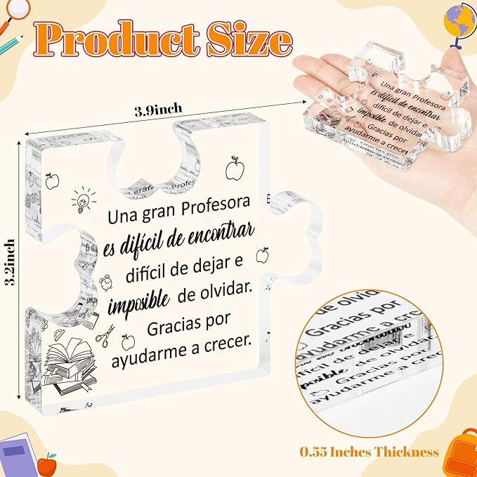 Yopyame Spanish Teacher Appreciation Gifts - Regalos para Maestra Acrylic Plaque Thank You Gifts for Teacher from Students End of Year Graduation Christmas Birthday Thanksgiving Gifts for Teachers