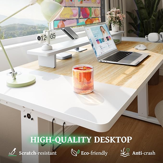 SIAGO Electric Standing Desk Adjustable - 55 x 24 Inch Sit Stand up Desk with Cable Management - 3 Memory Preset Adjustable Height Table