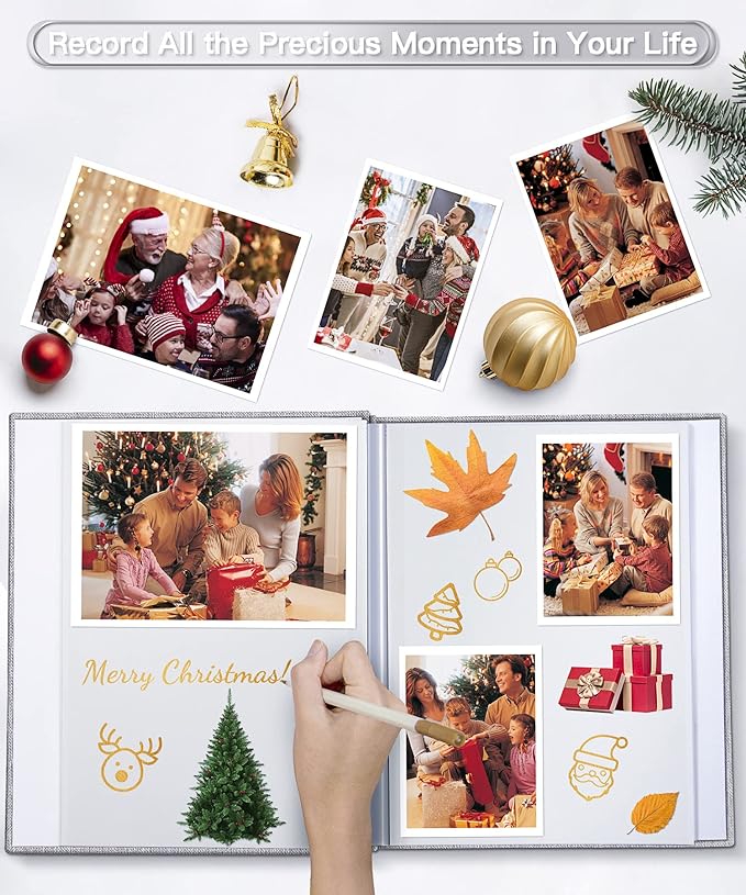 Popotop Photo Album Self Adhesive Scrapbook Album for 4x6 5x7 8x10 Pictures DIY Photo Book as Scrapbooking Supplies Kits, Birthday Gifts for Women Mom Wedding Baby Family Travel