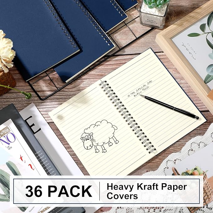 Yahenda 36 Pcs Spiral Notebook Bulk A5 Journal Lined 8.3'' x 5.5'' Writing Composition Paper Small Notepad Subject Notebook for Students Office Business Back to School Supplies (Deep Blue)