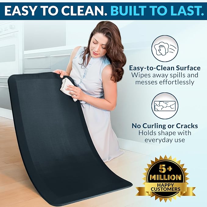 ComfiLife Anti Fatigue Floor Mat – 3/4 Inch Thick Kitchen Mats for Floor, Standing Desk Mat, Kitchen Rug – Comfort at Home, Office – Durable – Stain Resistant – Non-Slip Bottom (24" x 70", Navy)