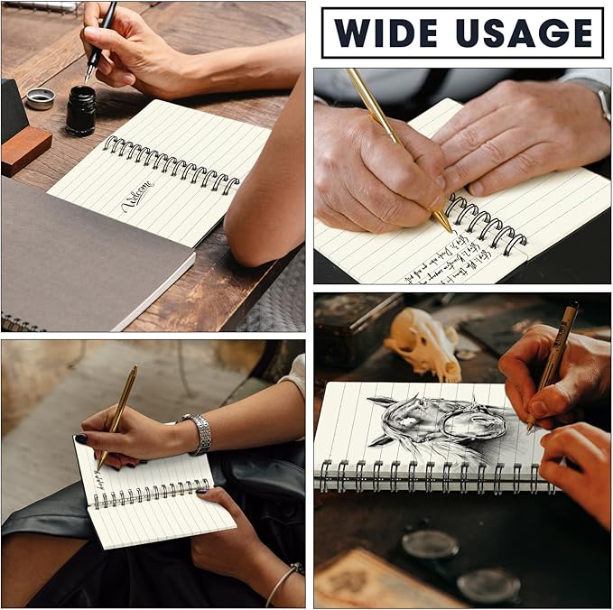 Jutom 4 Pcs Small Spiral Notebooks Memo Pads 3x5 Bulk Small Pocket Notebooks Mini Notepads with Lined Pages Mini Journals for Office Back to School Work Writing Supplies, 120 Pages (Black)