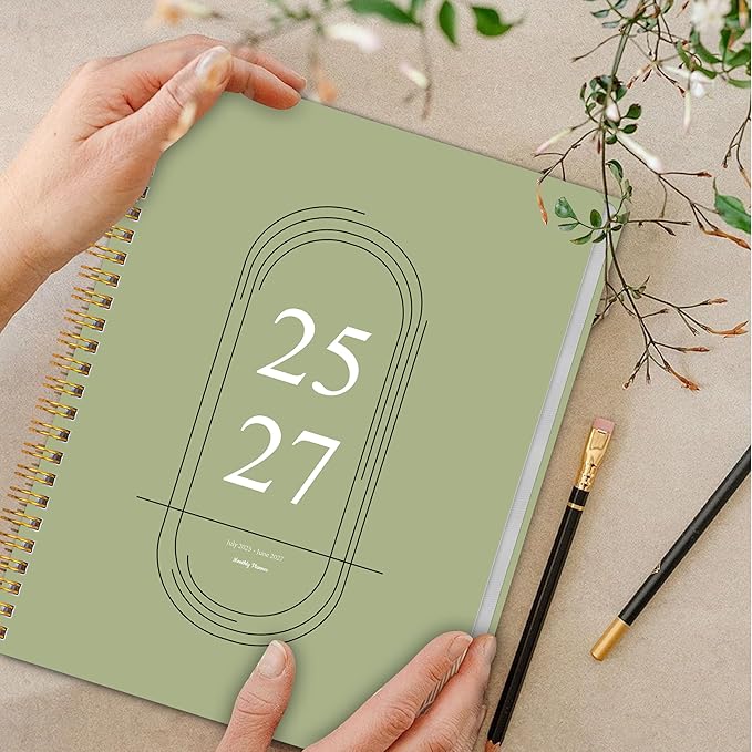 Monthly Planner 2025-2027 - 2 Year Monthly Planner Calendar 2025-2027, July 2025 - June 2027, 7.3" * 9.5", 24 Months Calendar Planner with Waterproof Cover＆Spiral Bound, for Office, School Home Planning - Green