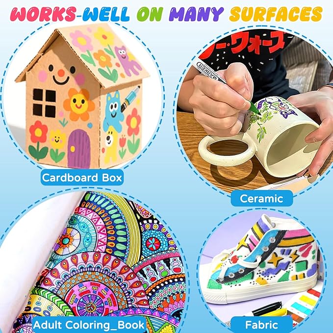 SFAIH 144 Pack Permanent Markers Bulk - Classroom Set, 12 Vibrant Colors, Works on Paper, Clothes, Plastic, Fabric, Wood, Student Art Supplies, Drawing, Coloring, Non-Toxic, Classroom Group Supplies