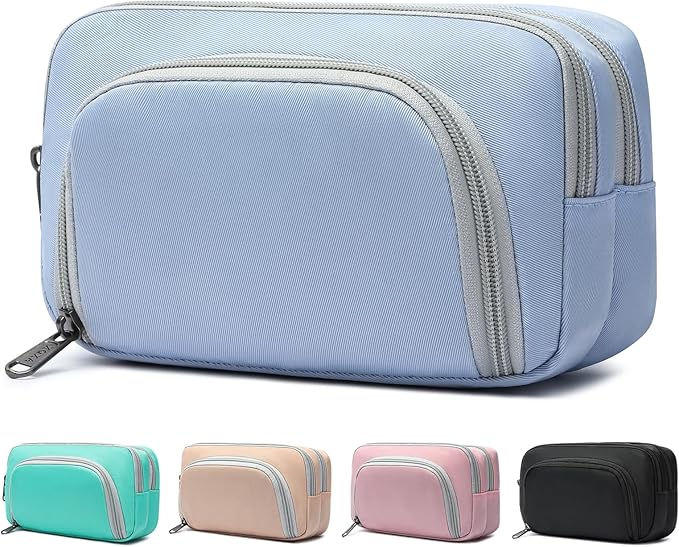 XQXA Pencil Pouch Large Capacity Pencil Case Organizer, Multifunctional Pencil Pouch with 3 Compartmens, Big Pencil Bag for Office Travel Men Women Adult (01-Haze Blue)