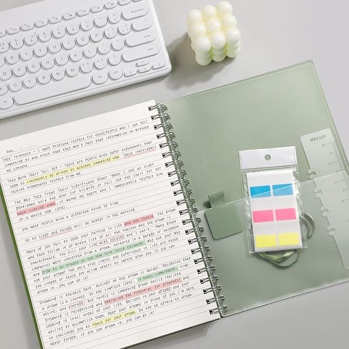 AHGXG Spiral Notebook College Ruled - Large Spiral Journal A4 Notebook 8.5" x 11", 300 Pages Writing Journal for Work, 100GSM Thick Paper, Plastic Hardcover, for Women Men Office School, Sage Green