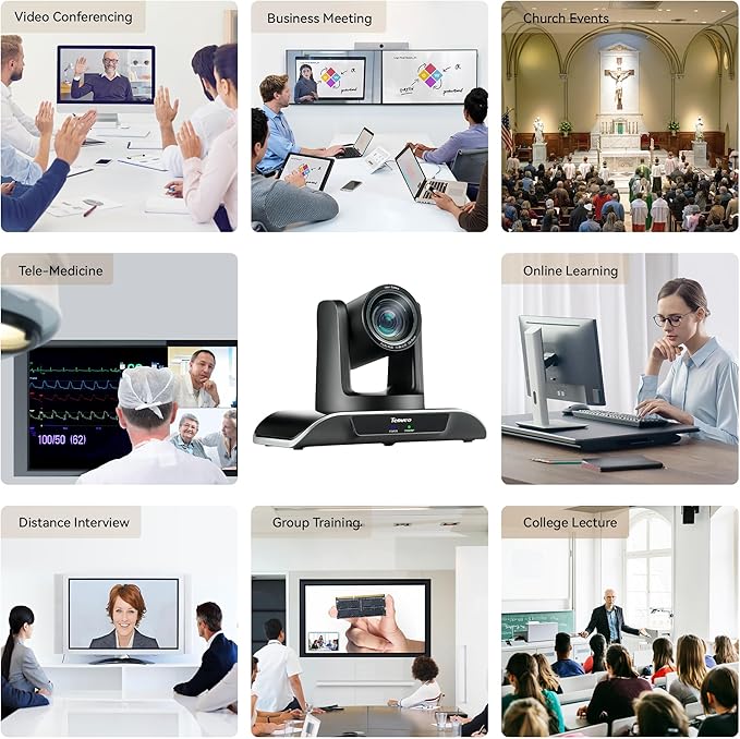 Tenveo 12X Optical Zoom PTZ Conference Camera USB3.0/HDMI 90° Wide View Angle, FHD 1080P 60FPS for Video Conferencing Business Meeting Church Services Worship Education Zoom Teams OBS