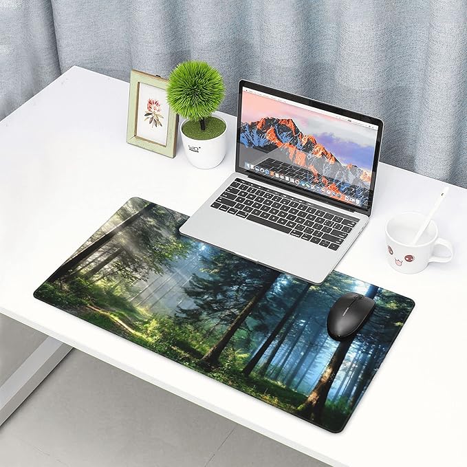 Desk Mat,Forest Extended Gaming Mouse Pad for Office Work & Game,Computer Keyboard Mouse Mat Desk Non-Slip Rubber Base Large Mousepad with Stitched Edges, 31.5x15.7inch