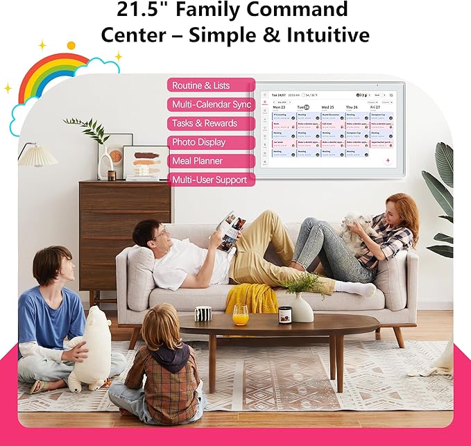 Smart Digital Calendar 21.5 Inch - Electronic Wall Calendars Chore Chart, FHD Interactive Touchscreen Family Planner, Task Rewards and Meal Planner with Weekly/Monthly Family Home Organization
