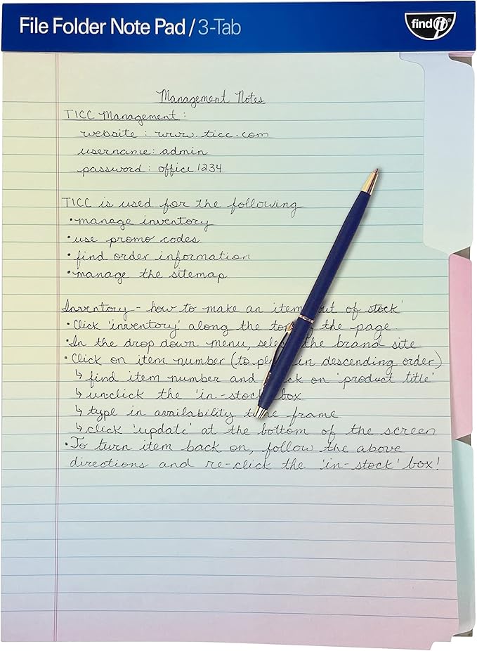 Find It File Folder Notepad - Pack of 36-9.5 x 12.5 Inch Notebook Organizer Folders for Filing, Document, and Clipboard Organization - Rainbow