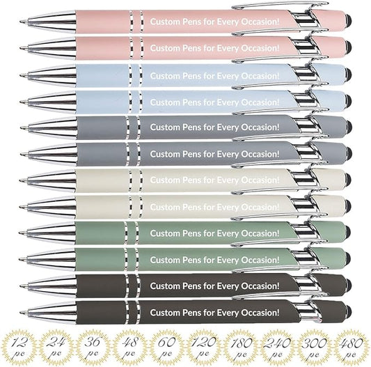 Personalized Custom Pens in Bulk – Engraved Black Ink Ballpoint Pens for Business Gifts, Customizable Writing Pens for Men and Women(Morandi)