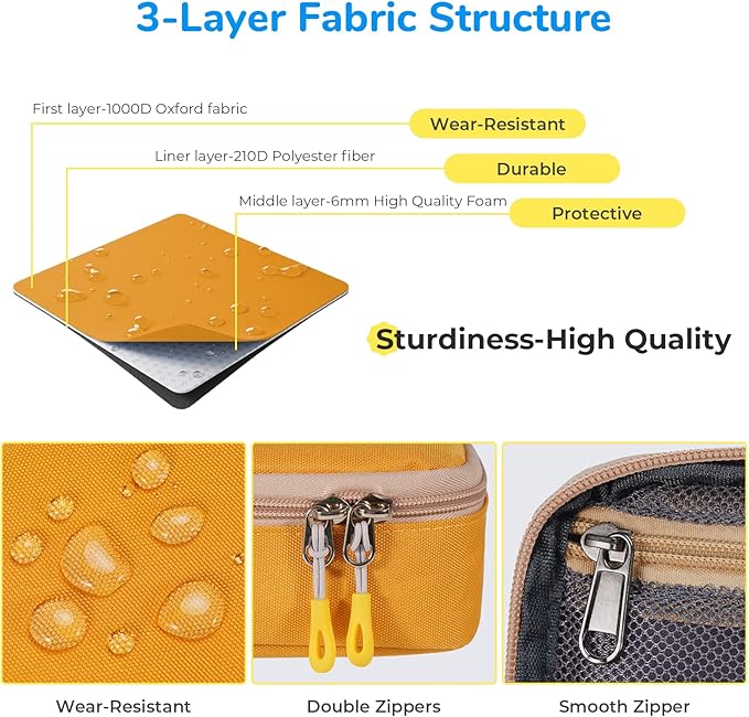 ECHSRT Pencil Case for Men Women, Large Pen Bag for Adults, Portable Pencil Pouch Aesthetic with Handle, Zipper Cases for Office Organizer Yellow for Girls