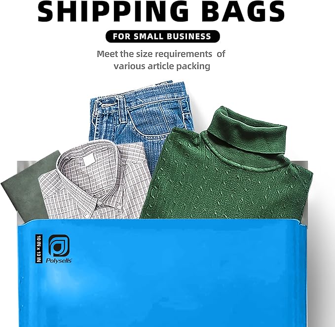POLYSELLS 4000 pcs 10x13 Inches Blue Poly Mailers Shipping Envelopes, Strong Adhesive Sealing, Waterproof, and Tear-resistant Postal Mailing Bags for Clothing, Books, and Accessories