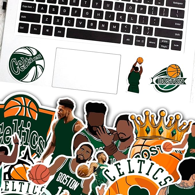 25PCS Boston Basketball Celtics Stickers Pack for Laptop Water Bottle Car Window Scrapbook Helmet Skateboard Wall Cool Vinyl Decals Waterproof Basketball Gifts for Kids Teens Adults Fans