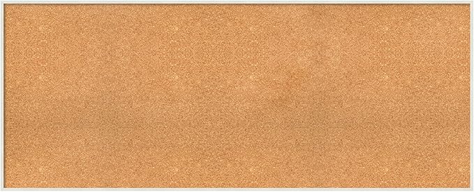 Amanti Art Natural Cork Board for Wall, 25x61 Vision Board with White Frame, Oversize Corkboard Office Decor for Home Organization, Modern Corkboard Pinboard to Display Items for Home Organization in