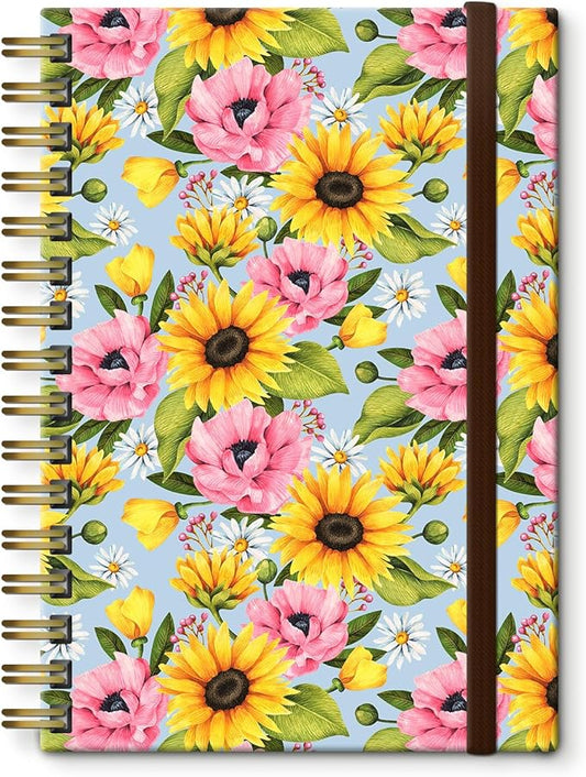 Spiral Journal Notebook, A5 Cute Notebooks for Women Men, College Ruled Hardcover Notebook for Work & Note Taking, 60 Pages Double-Wire Journals for Writing, Cute Sunflowers
