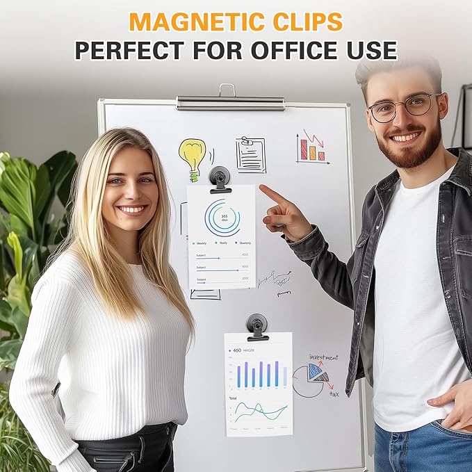 Grtard 48 Pack Magnetic Clips Heavy Duty, Magnet Clips for Fridge, Refrigerator Magnets with Clips, No-Scratch Strong Magnetic Clips for Refrigerator, Whiteboard, Cruise Cabins, Locker(Black)