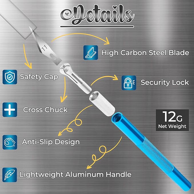 DIYSELF Exacto Knife, 2 Exacto Knives with 40 Spare Exacto Blades, Craft Knife, Hobby Knife, Precision Exacto Knife Set for Crafts, Arts, Modeling, Scrapbooking (#11#16#17)