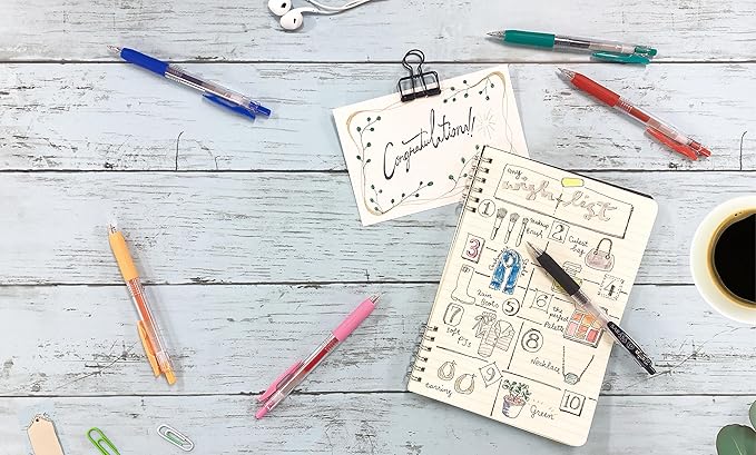 Zebra Pen Sarasa Clip Recycled Retractable Gel Pen, Fine Point, 0.5mm, Blue Ink, Ideal for School Suppies and Teacher Supplies, 75% Recycled,12-Pack (47320AMZ)