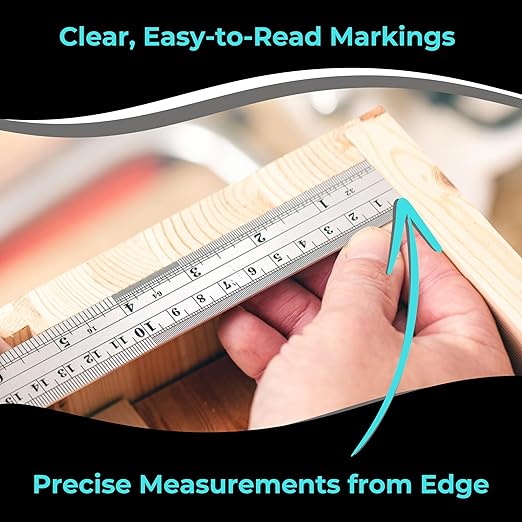 6 Inch Metal Ruler Bulk Set - 50-Pack of Compact 6 Inch / 15cm Stainless Steel Rulers - Precise Edge-Starting Imperial & Metric Measurements - Essential for Classrooms, Workshops, and Offices