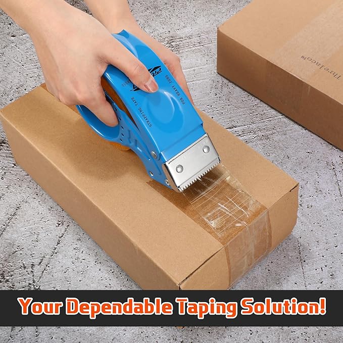 12 Pcs 2 Inch Packing Tape Dispenser Gun Heavy Duty Metal Tape Gun for Packing Boxes Wide Tape Gun for Handheld Sealing Cutter Warehouse Tools, White, Orange, Blue