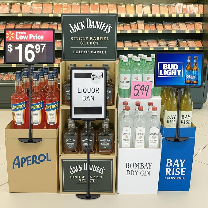 6Pack Sign Stand for Display 8.5 x 11, Adjustable Poster Stand for Table Top & Floor, Floor Standing Sign Holder, Metal Signage Stands for Business, Tradeshow, Store, Farm Display Stands