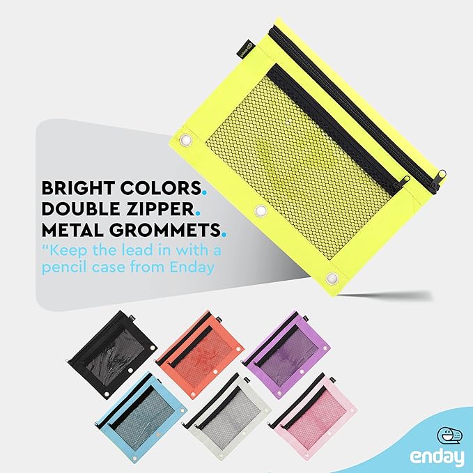 Enday Green Pencil Pouch For 3 Ring Binder, Zippered Binder Pencil Pouches, 3 Ring Pencil Pouch for Binder, Pencil Case for Binder, Large Pencil Bags for School, Home, and Office