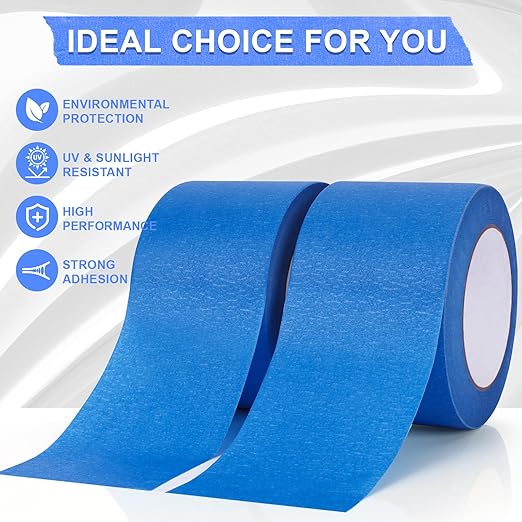 NEOACT 3 Rolls Blue Painters Tape 3 Inches,55 Yards Masking Tape No Residue Blue Tape Wide Roll for Wall Painting,Home Improvement,Packing,DIY Craft Arts