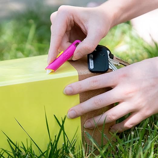 Slice Mini Pen Cutter | Keychain Knife and Box Cutter | Retractable Safety Cutter | Fuchsia