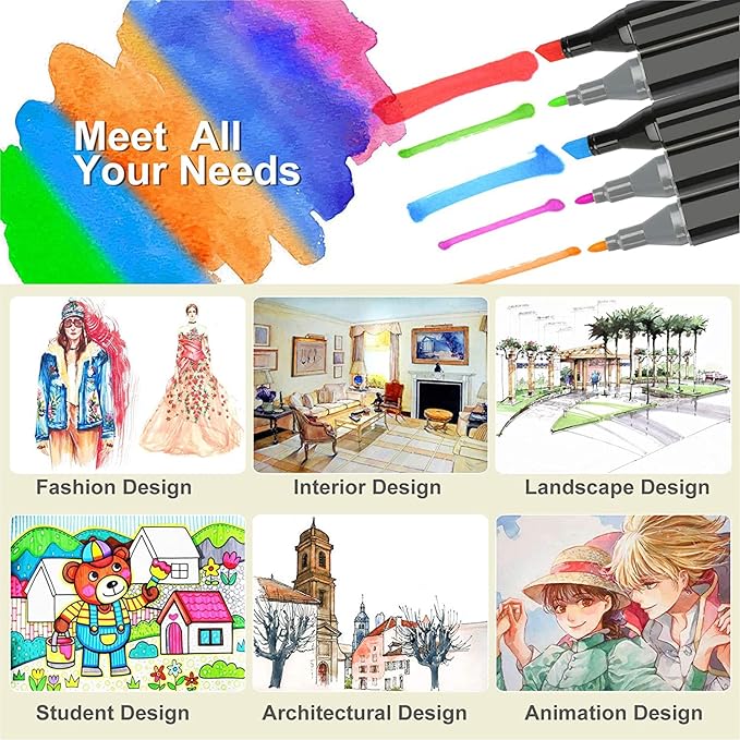 80 Colors Alcohol Markers Artist Drawing Art Dual Tip Markers Perfect for Kids Boys Girls Students Adult(80 Black Shell)