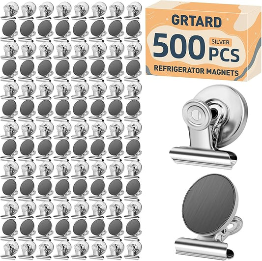 Grtard 500pack Magnetic Clips Heavy Duty, Magnet Clips for Fridge, Refrigerator Magnets, Scratch Free Magnets with Clip, Strong Magnetic Clip for Whiteboard, Refrigerator, Locker, Classroom