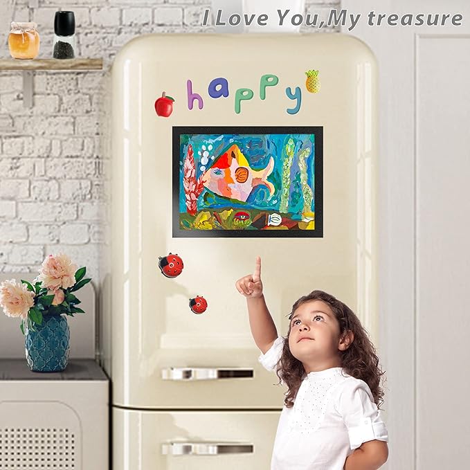 Magnetic Sign Holder, 8.5 x 11 Wall Mount Self Adhesive Document Display Frames, Double Sided Display for Glass Window (Black, 5pack)