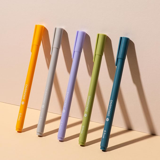 DIVERSEBEE Assorted Gel Ink Pens, 0.5 mm Gel Pens Fine Point, Cute Fine Tip Bible Pens No Bleed Through, Bible Study Journaling Supplies, 5 Pack Set (Cactus)