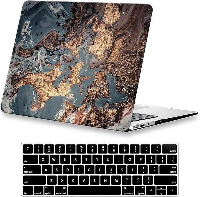 KEROM Compatible for MacBook Air 13 inch Case 2025-2022 M4 M3 M2 A3240 A3113 A2681, MacBook Air M4 13 inch Case, Protective Plastic Hard Shell & Keyboard Cover for Mac Air 13.6'', Gold Marble