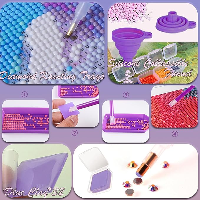 NLXCXUCY 244Pcs Diamond Art Accessories Kit All-Inclusive Diamond Painting Tool Set with A3 Diamond Painting Light Pad,Diamond Art Sealer Glue, Diamond Correction Pens, Storage Box for DIY Craft