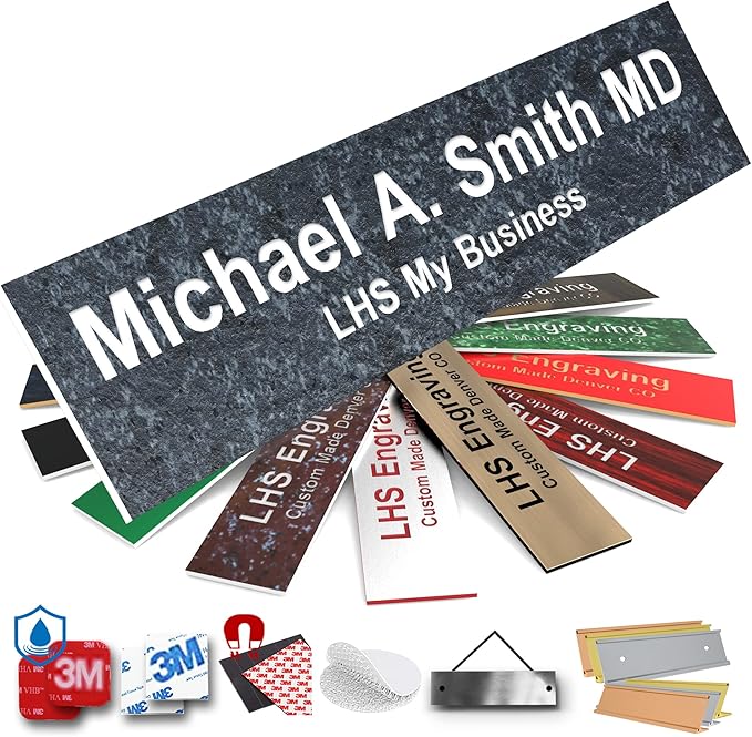 Engraved Door Signs for Office Personalized Mojave Plastic Door Plaque White Letters - Made in USA 2x6 N8