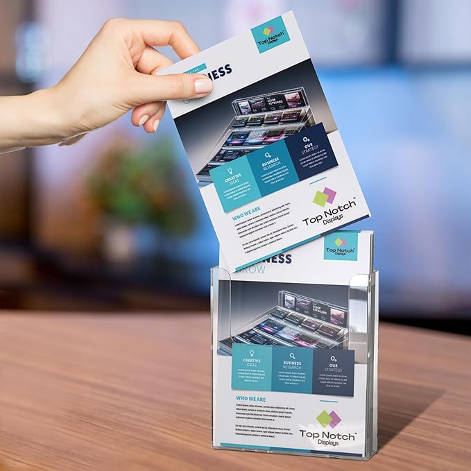 Acrylic Brochure Holder for Wall Mounting, Clear Display for 8.5" x 11" Flyers, Literature Holder for Magazines, Pamphlets, Menus, Includes Screws & Plastic Anchors – Pack of 2