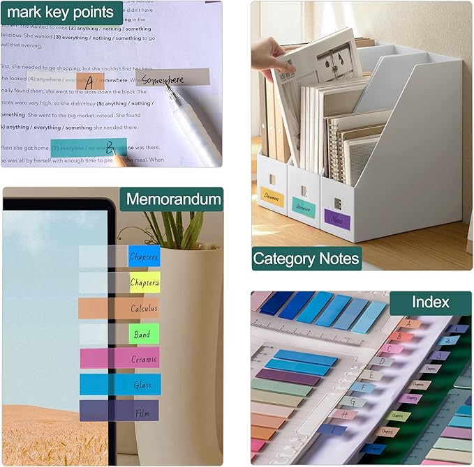 Golcellia Sticky Tabs, 70 Colors, 1400 Pieces, Repositionable Labels, Index Tabs