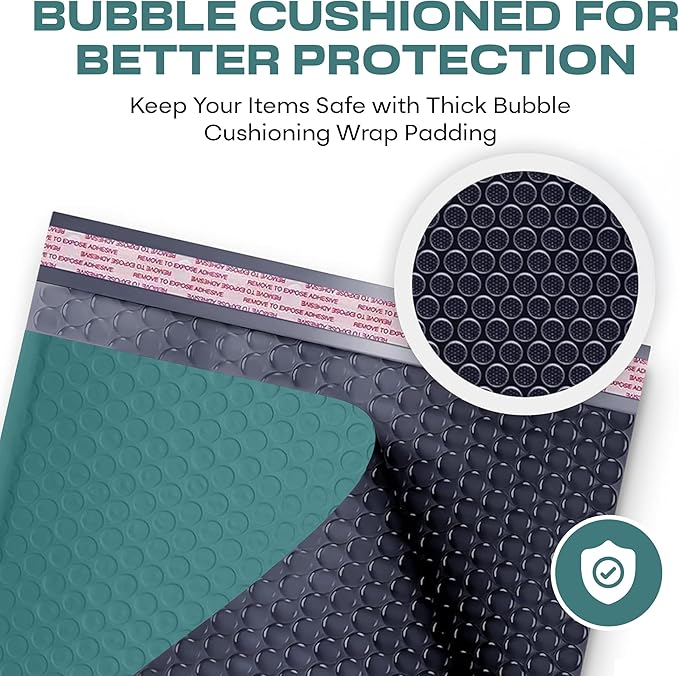 Green Poly Bubble Mailers 7.25x12 inch #1 | Self Seal Padded Envelopes | Cushioned Bubble Mailer | Usable Size 7.25x11 | WaterProof | Lightweight mailing Shipping Bags | 200 Pack Bulk