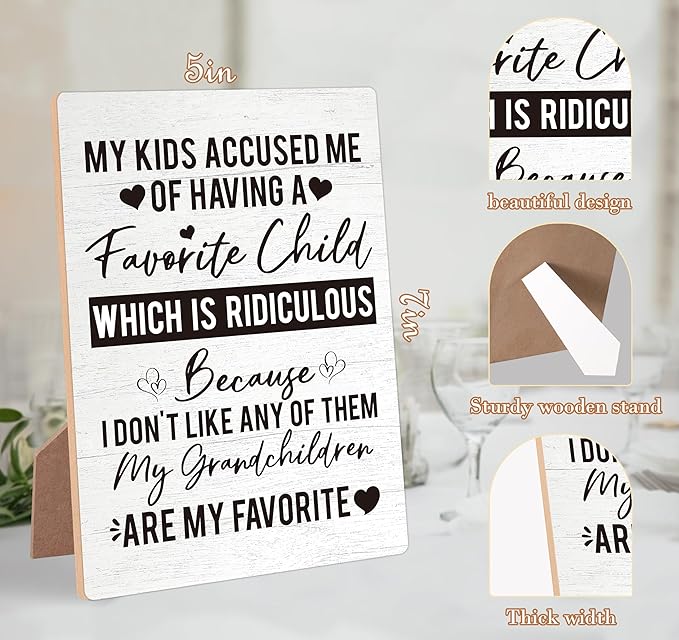 Grandparents Gift Sign, Gifts for Grandparents Birthday From Grandkids, Home Decor Living Room, Best Gifts for Retirement, Birthday Desk Decoration, Grandparents Day Decor, Wooden Sign with Stand,11
