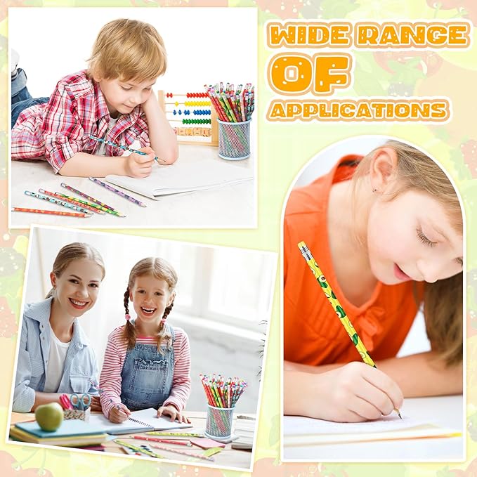 Kosiz 200 Pcs Thanksgiving Assortment Colorful Fun Pencils Fall Pre Sharpened Wooden Pencil Christmas 10 Fruit Styles Pen Novelty Kids School Supplies Student Reward Stationery Party Favors