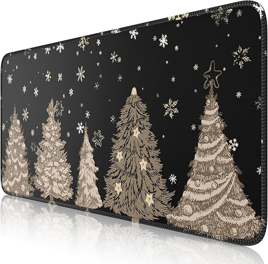 iCasso Black Desk Mat, Christmas Mouse Pad, Desk Matt for Desktop Accessories, Cute Desk Pad Mat, Large Mouse Pad for Desk, Anti-Slip Big Mousepad with Stitched Edges, Home Decoration